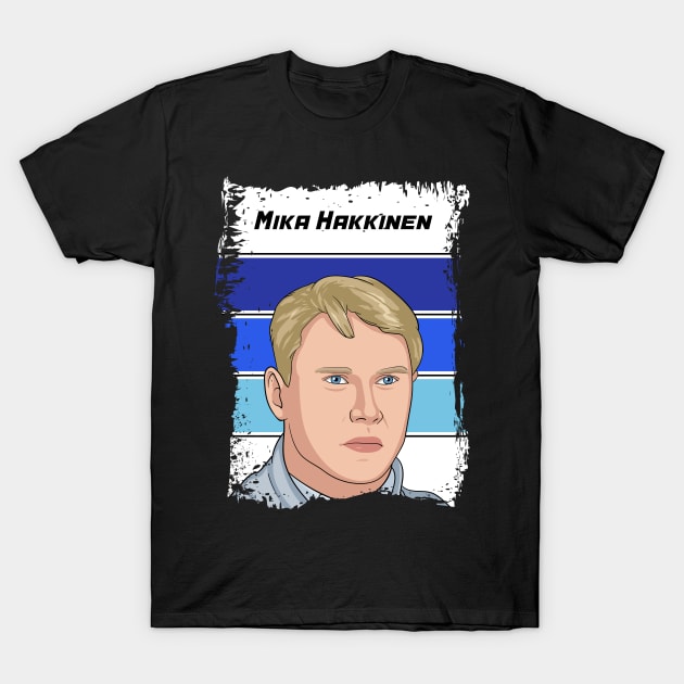 Mika Hakkinen Illustration Tribute T-Shirt by Mandra